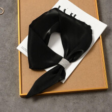 (black) Color For Women For Girl Diamond Satin False Collar Silk Scarf Cross Scarves Cross Neckerchief