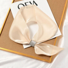 (beige) Color For Women For Girl Diamond Satin False Collar Silk Scarf Cross Scarves Cross Neckerchief