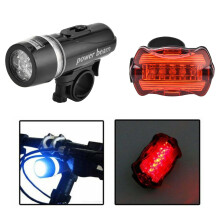 Set luci per mountain bike a 5 LED, 4xAAA, 90 g, Nero/Rosso