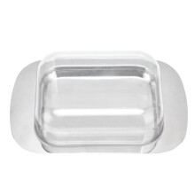 Edelstahlsahnebehälter mit transparentem Deckel, 304 g, 18,8 x 12,3 cm