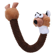 Giocattolo per cuccioli in velluto a coste a forma di volpe marrone che emette suoni 67 cm/26,4in