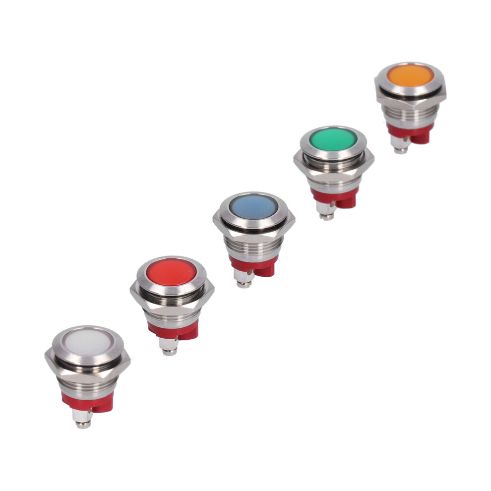 5 Pcs Metal Signal Indicator Convenient Connection Strong Conductivity Pilot Dash For Stop Lamp Light 4661322423616