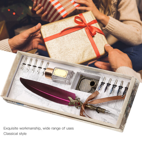 Ensemble de stylos-plumes violets 30,7  12,2  4,1 cm Boîte cadeau 2