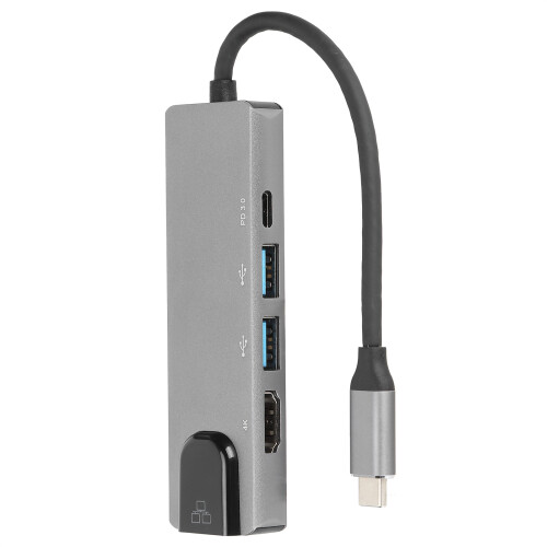 Stazione docking Type-C 5-in-1 alluminio grigio 4K@30Hz 2