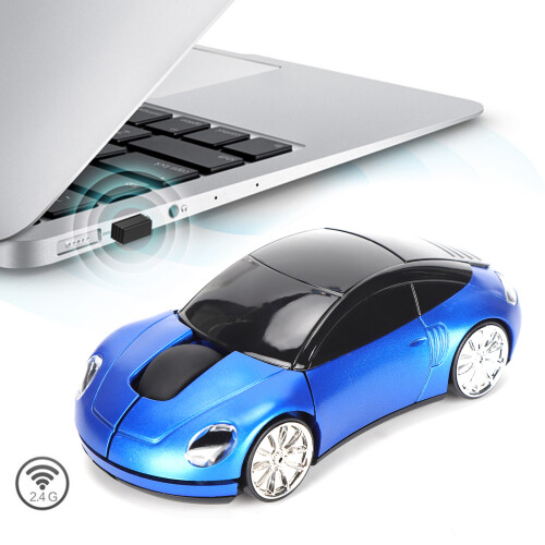 Mouse wireless USB a forma di auto 2.4G blu 800-1600dpi