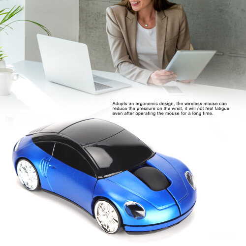 Mouse wireless USB a forma di auto 2.4G blu 800-1600dpi 2