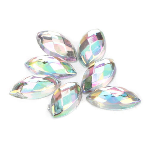 Gift01 1000 pièces 3x6mm œil de cheval à dos plat Blanc AB 2