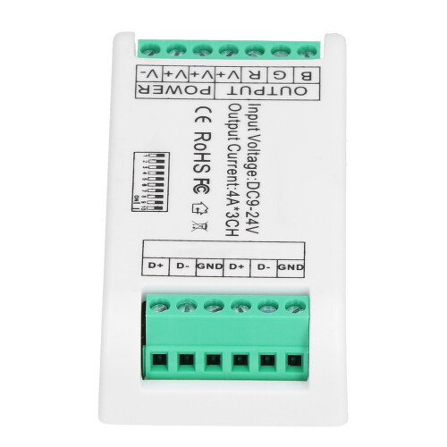 Decoder LED RGB a 3 canali DMX512 9-24 V 93x45x23 mm 2