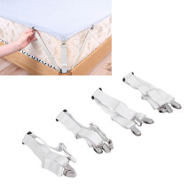 4 pezzi di fissatori per lenzuola da letto, 17 cm / 6,7 in, cinghie bianche