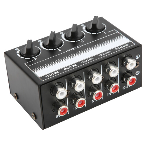 Tragbarer Mini-Stereo-Mixer 4-Kanal-Passiv-Audio-Hub für Gesang oder Effekte