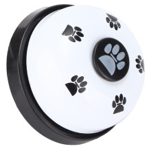 Campanello per addestramento degli animali, diametro 7 cm, base nera, copertura bianca
