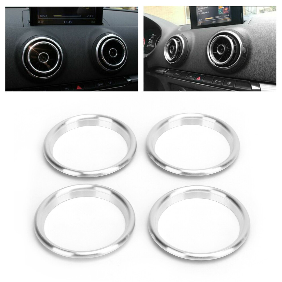 4Pcs Car Console Air Outlet Ring Aluminium Alloy Trim Replacement For A3 2014Â2019 Silver 4601322442279