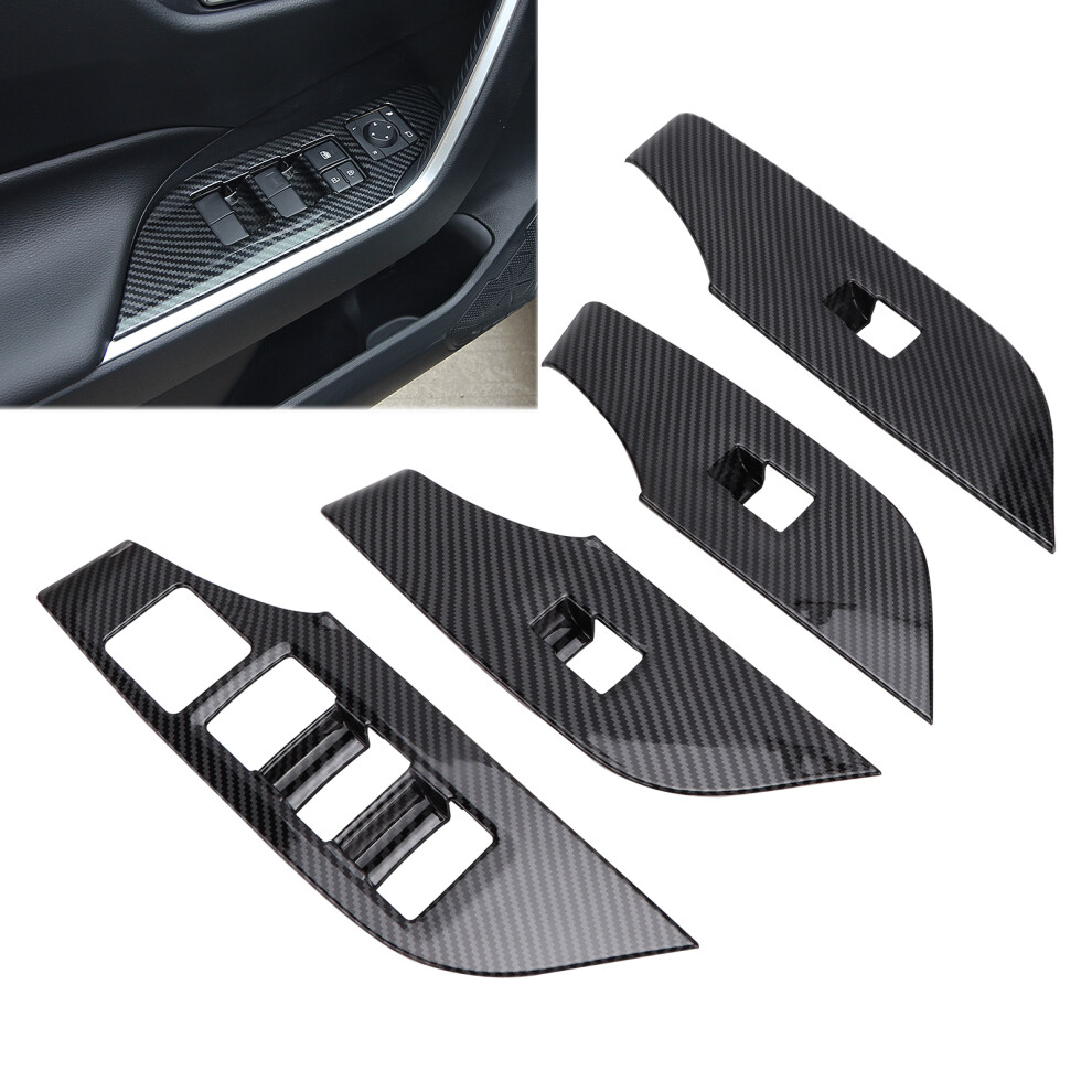 4Pcs Window Switch Panel Trim Frame Carbon Fiber Style Decor Replacement For Rav4 2019Â2021 Left 9471322442501