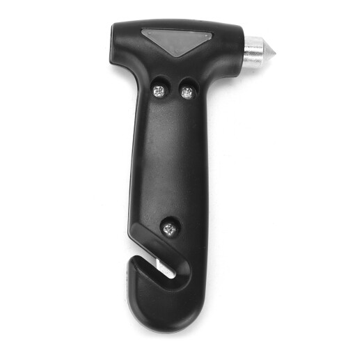 Martello di emergenza per auto 2-in-1, Nero, ABS + alluminio