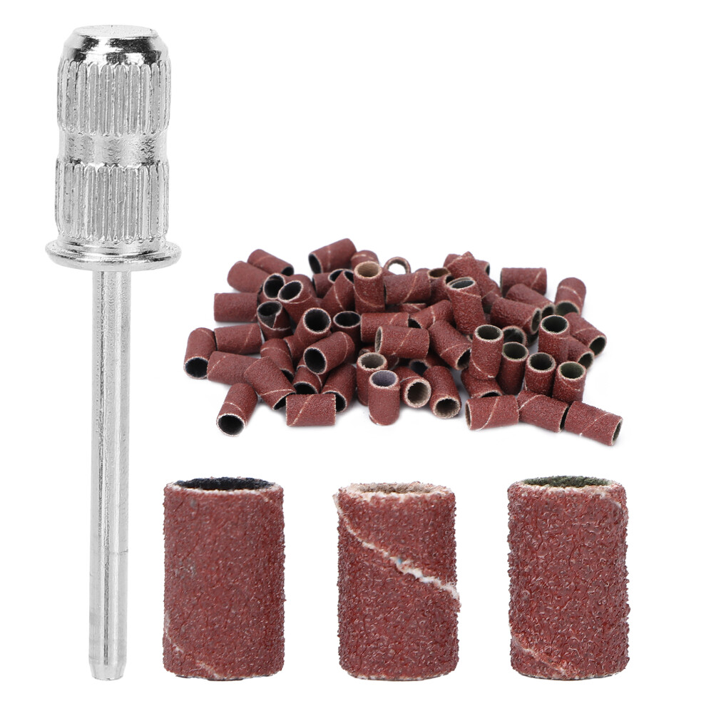 Brown 75Pcs Nail Sanding Bands Kit Nail Drill Bits 80# 120# 180# Grit With Storage Box