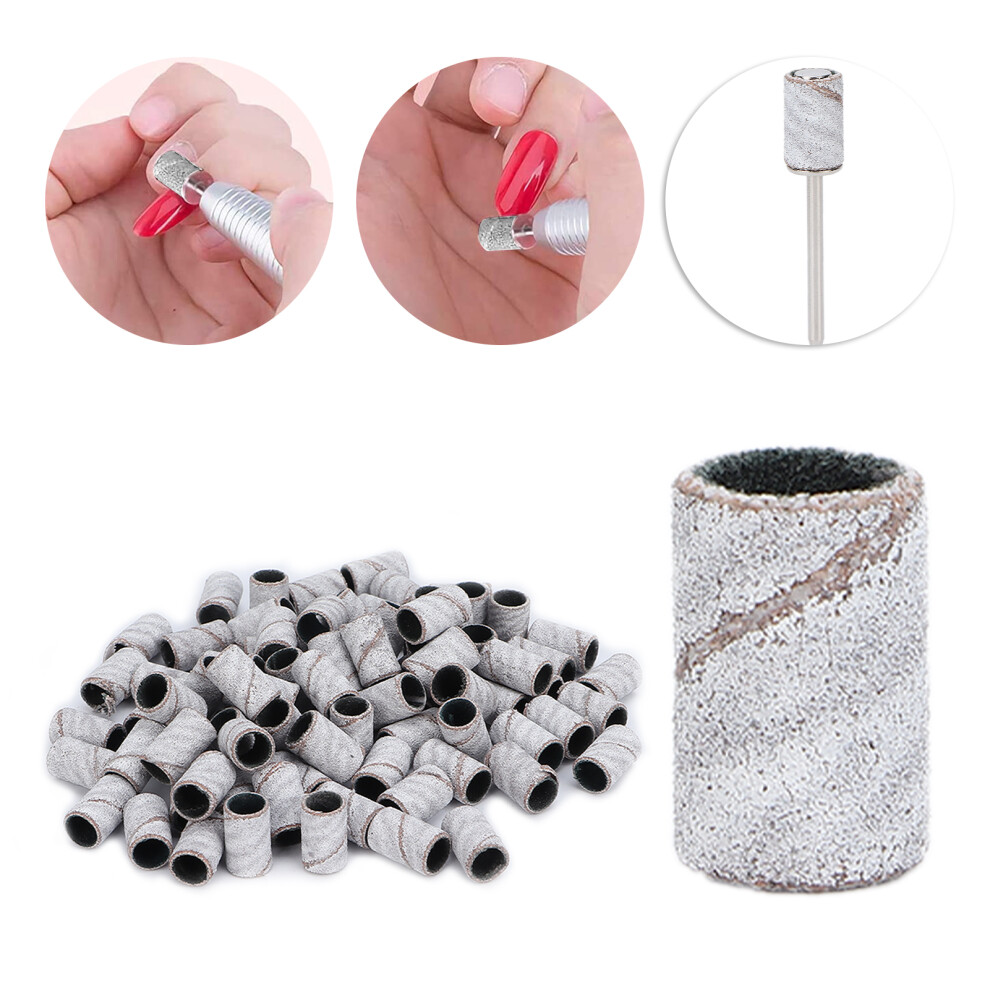 100pcs Nail Art Sanding Bands Professional Manicure Sanding Rings Nail Salon Tools White240#