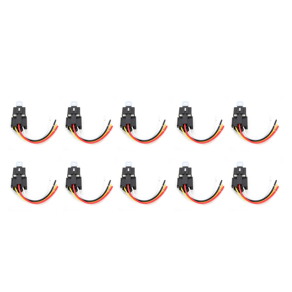 10 Pcs Relay 12Vdc 4Pin Spst 30A Waterproof Dustproof Selfcontainer Fuse Relay With Base Cable 9441322453340