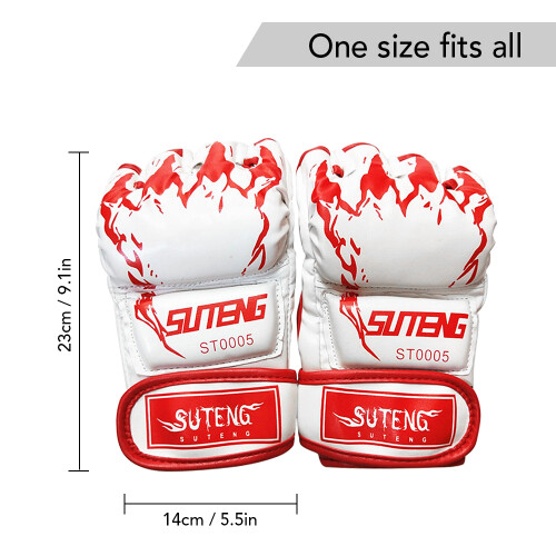 Guanti da boxe a metà dito 200g 23x14x4cm Bianco-Rosso 2