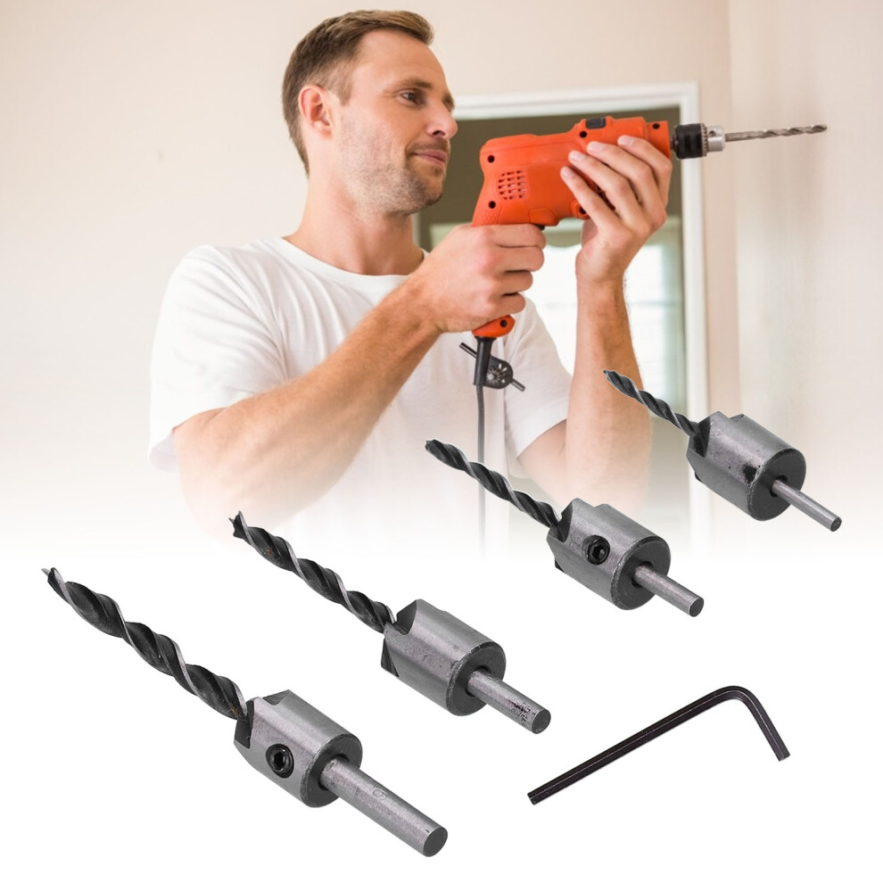 4Pcs Countersink Drill Bit 5 Flute Chamfer Positioning Reaming Tool Set With Hex Wrench 4061322459798