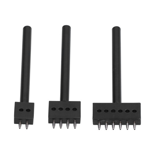 Ensemble de 3 pièces d'outils en cuir perforé noir de 6 mm