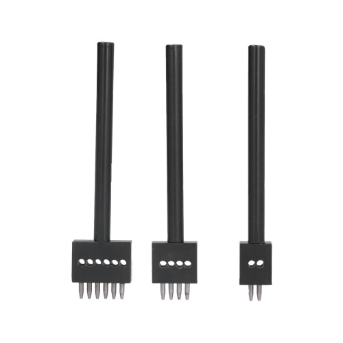 3 pièces d'outils en cuir noir perforé 4 mm kits