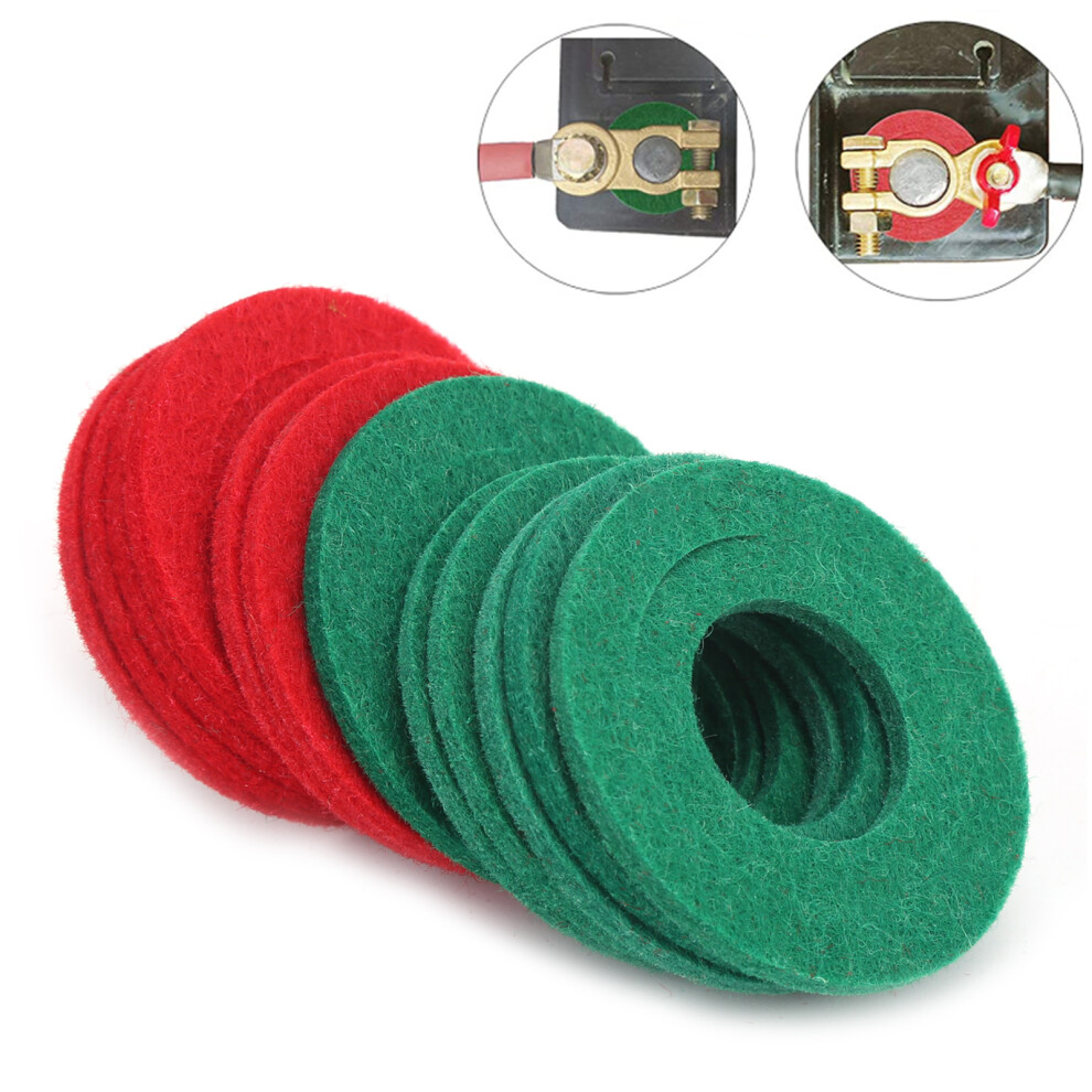 Red/Green 12Pcs Battery Terminal Washer 6Â 6Â Anti Corrosion Protector Cable Protection Mat