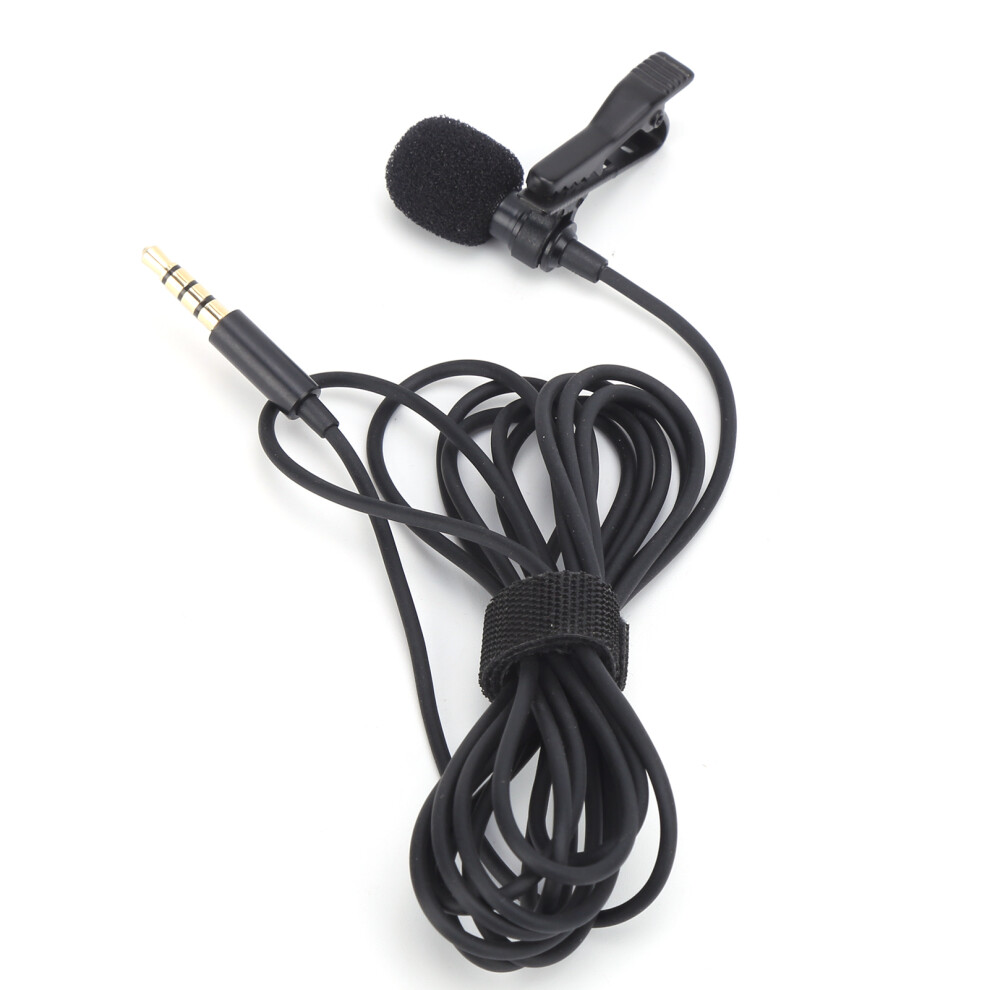 Wired Lavalier Microphone Clip On Lapel Lav Mic Mini Portable Noisereducing For Broadcasting Black 6921322462007