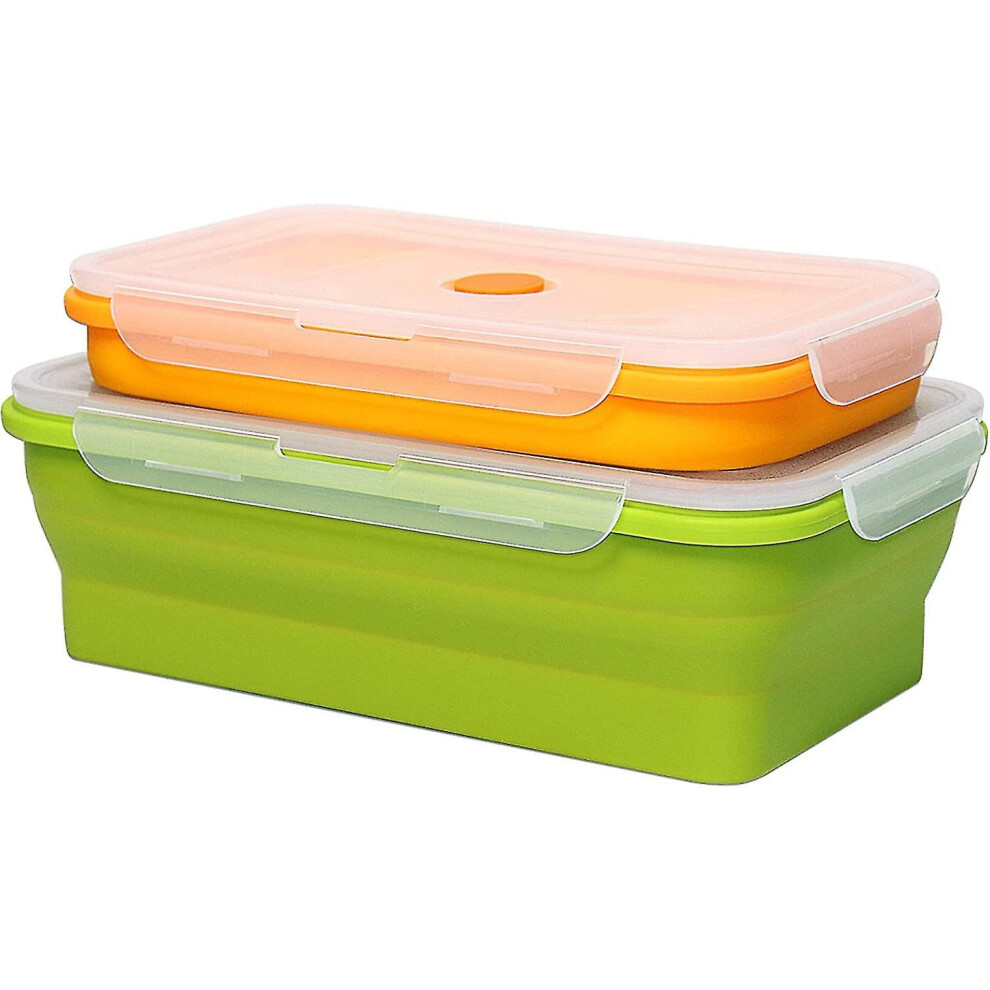 Extra Large Silicone Food Storage Containers Set Of 2, Collapsible Lunch Box With Lids For Kitchen, Outdoors And Rv