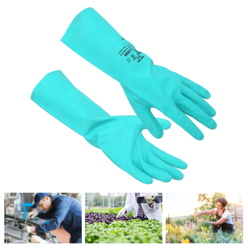 1 Pair Chemical Resistant Gloves Nitrile Rubber Nonslip Hands Protection For Agriculture Gardening Industrial(L 3.543.94In Palm Width ) 5011322466202