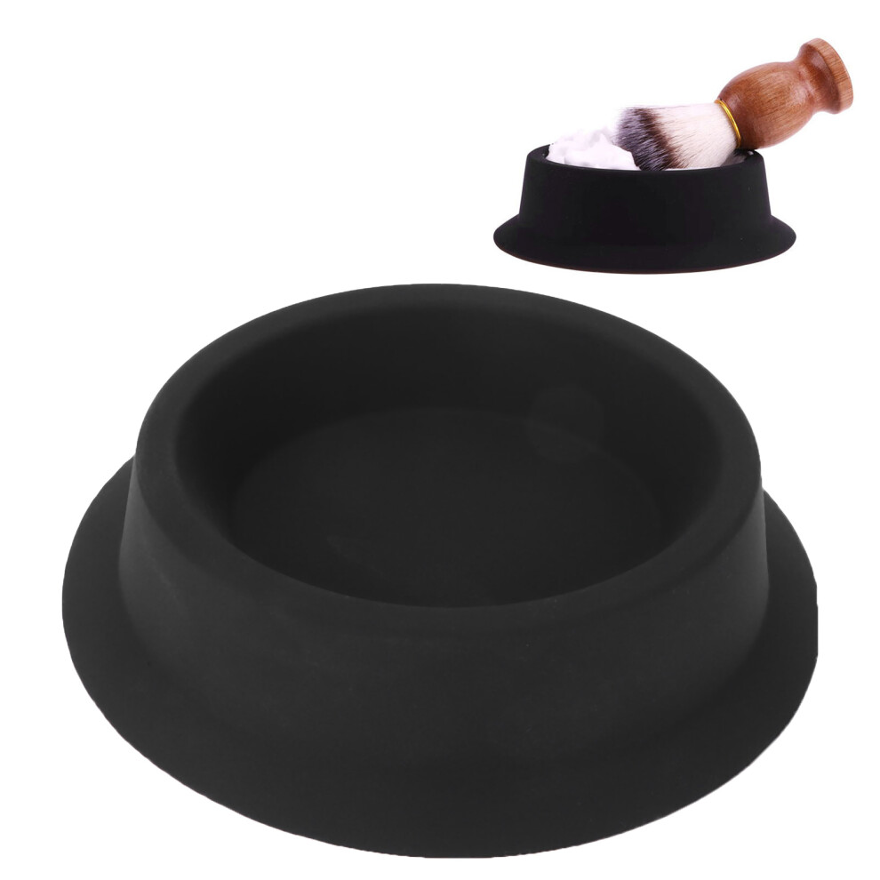 Cream/Black Silicone Shaving Bowl Home Hair Salon Portable Shaving Soap Foaming Bowl (Black)