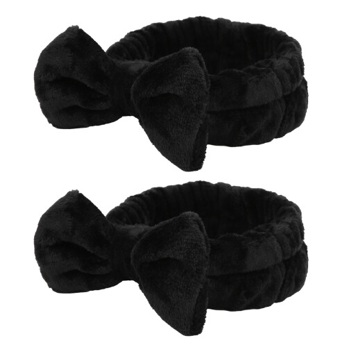 2 pezzi di elastico per capelli neri regolabili con fiocco, 60 cm