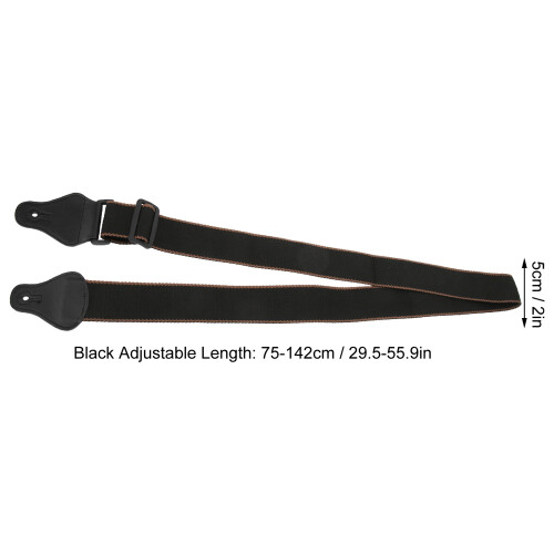 Tracolla per chitarra in cotone regolabile larga 5 cm plettro nero 2