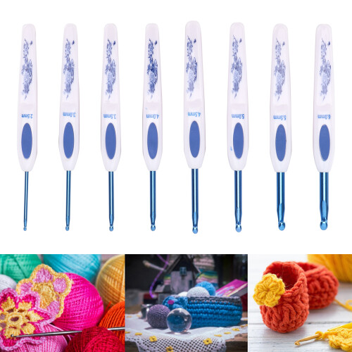8 pezzi di uncinetti morbidi antiscivolo da 2,5–6,0 mm, blu