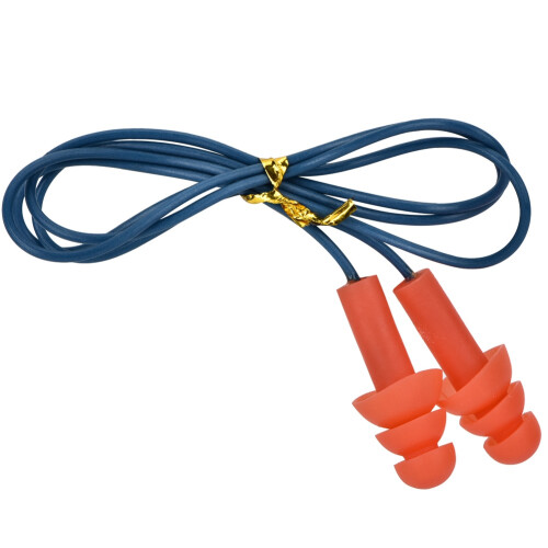 Bouchons d'oreille en silicone avec cordon NRR25dB Bleu/Rouge Réutilisables 1