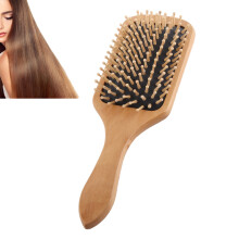 Spazzola districante in legno a paddle per capelli ricci