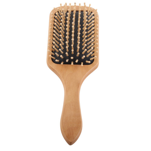 Spazzola districante in legno a paddle per capelli ricci 1
