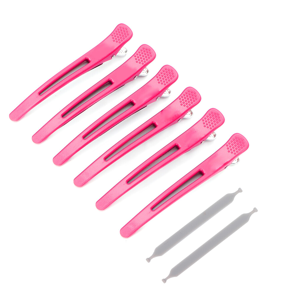 6Pcs Professional Hair Clips NonSlip Dividing Duckbill Hair Clips for Hair Cutting Styling(Rose Red )