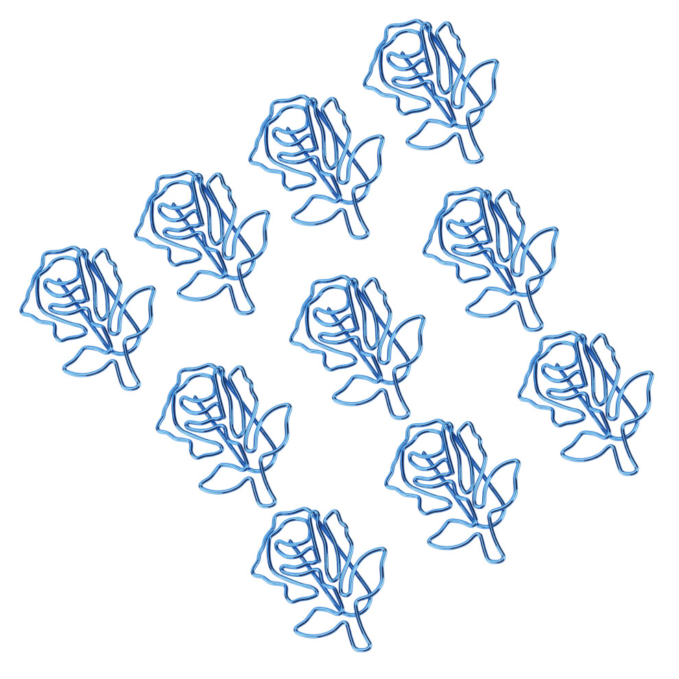 10PCS Paper Clip Blue Rose Shaped Pages Label Iron for Bookmark Notebook Agenda Book-image-OPC-PHVYS5W-NEW