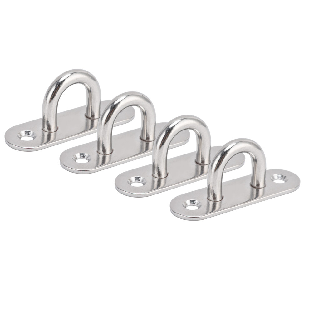 4Pcs Oval Hooks Eyelet 304 Stainless Steel 8Mm Ceiling Pad Eye Plate Hardware Staple Loops 4241322476555