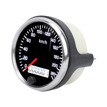 Jauge de vitesse 85 mm 0-220km/h 12V/24V LCD rouge et blanc