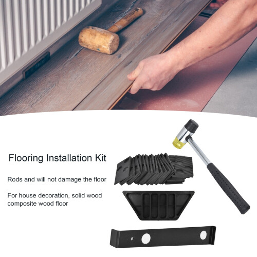 Kit d'installation de plancher stratifié avec 20 cales d'espacement - Noir 2