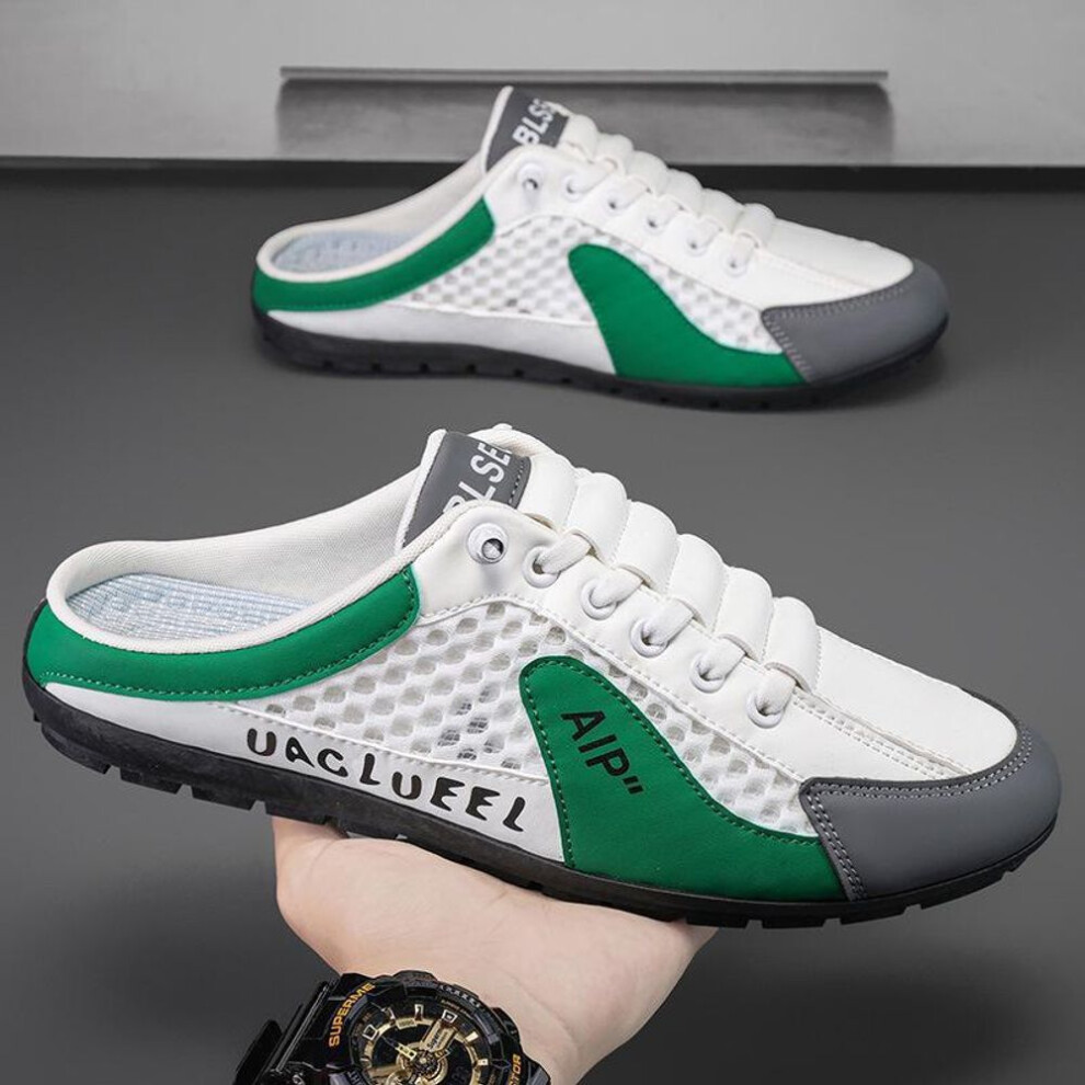 (green, 44) Men's Summer Mesh Slip-on Casual Fashion Shoes - Lightweight, Breathable, All-match Slippers