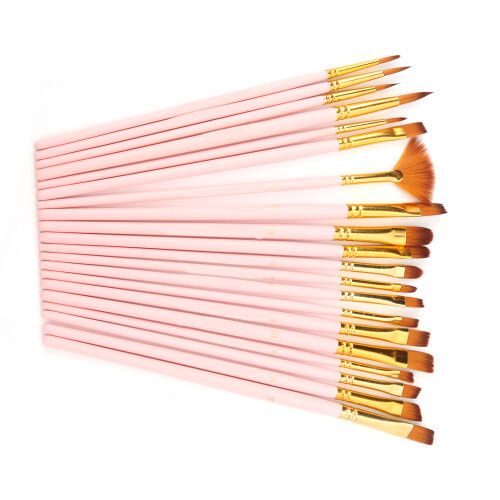 Set di 20 spazzole per capelli in nylon rosa, 5 forme