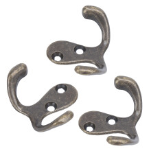 10 pezzi di ganci per cappotti a due punte, ottone antico