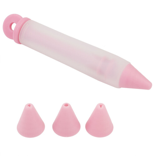 Penna decoratrice in silicone con 4 ugelli - 14.7*2.3*1 cm - Rosa 1