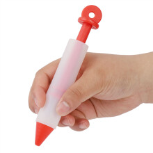 Penna da scrittura in silicone con 4 ugelli, 14.7x2.3x1 cm, rosso