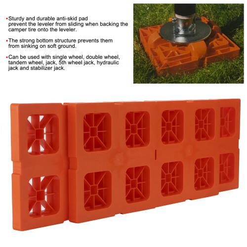 5pcs Leveling Blocks Kit Interlocking Lift AntiSlip Pads with Strap for RV Campers Trailer 2
