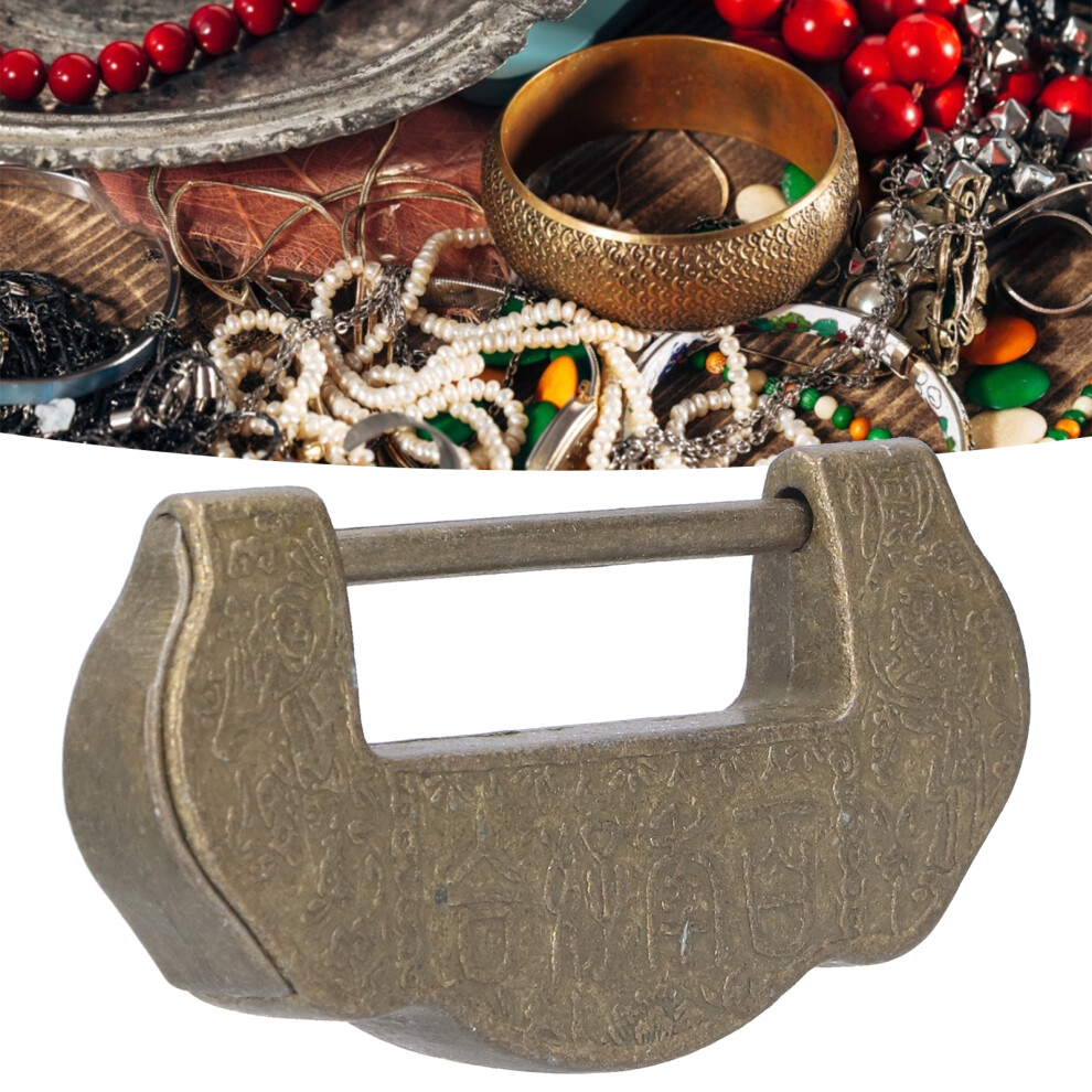 Chinese Carved Lock Set Ming Qing Dynasty Antique Brass Padlock For Cabinet Jewelry Boxantique Brass Color 9401322492466