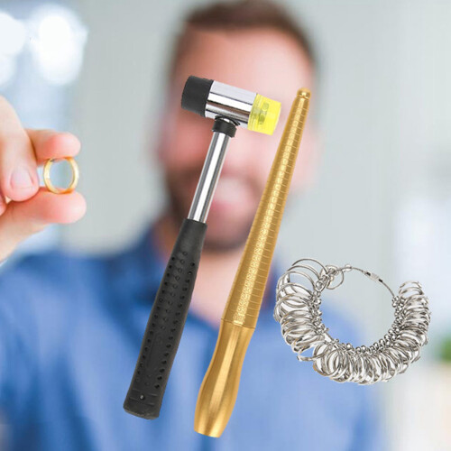 Mandrin à bagues en 3 pièces, 33 mm / 1,3 po, Sizer, argent martelé 2