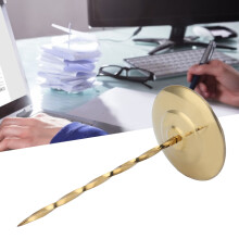 Receipt Bill Holder Thickened Stainless Steel Round Bottom Nonslip Ticket Spike for Restaurants Bars Kitchens(Golden Screw Rod )